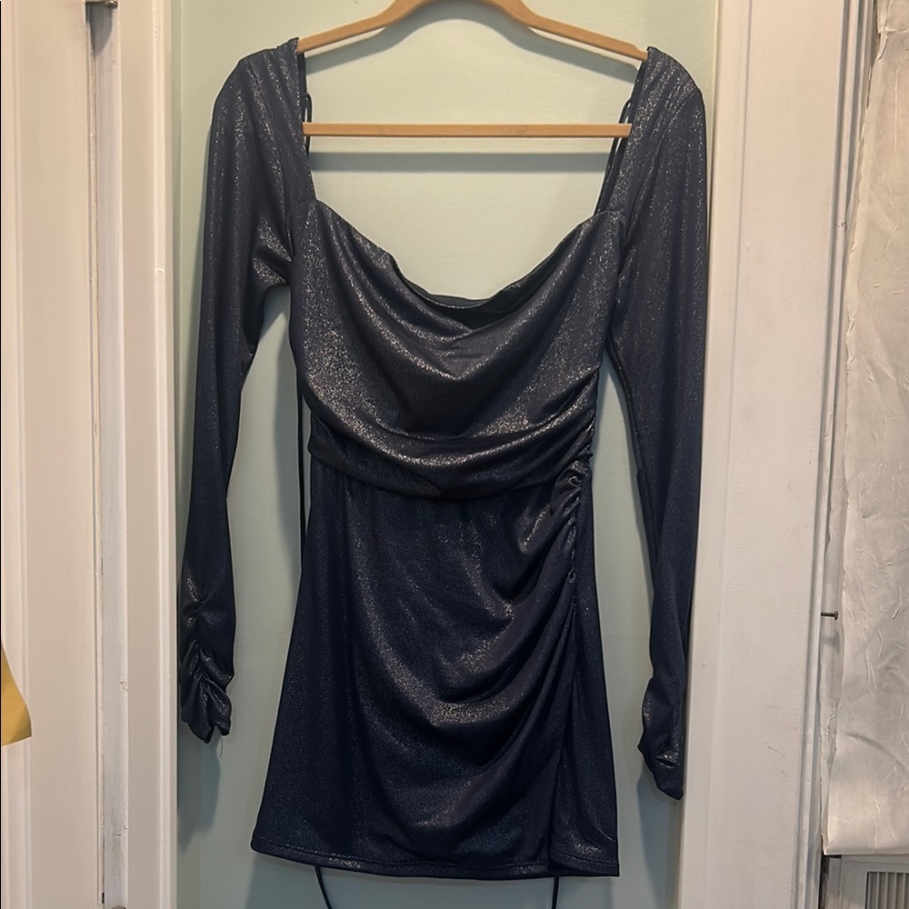 Lucy in the Sky Shimmering Black Mini Dress
